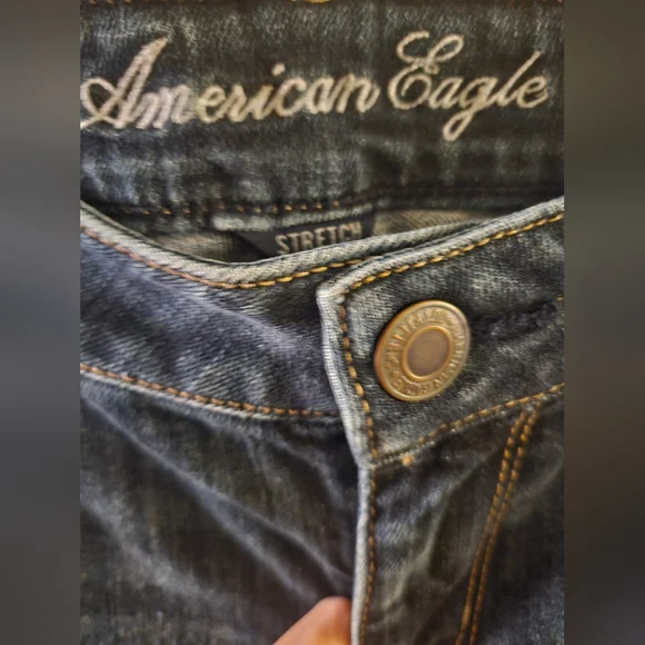 2 For $20 American Eagle Outfitters Indigo Straight Leg Jeans - Picture 3 of 5